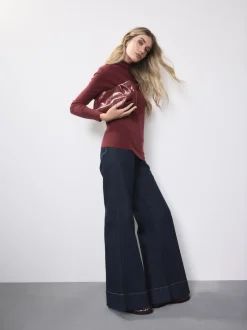 Rinse Blue High Rise Stretch Wide Leg Jeans