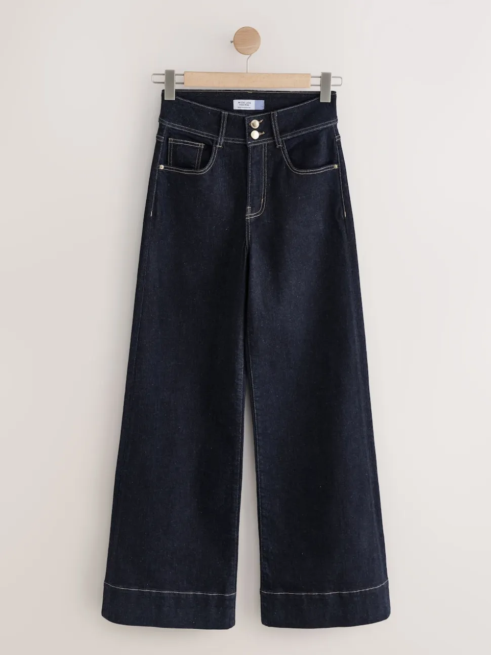 Rinse Blue High Rise Stretch Wide Leg Jeans