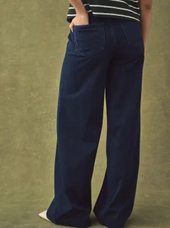 Rinse Blue Jersey Denim Wide Leg Trousers
