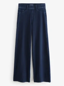 Rinse Blue Jersey Denim Wide Leg Trousers