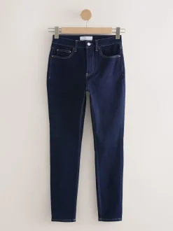 Rinse Blue Mid Rise Stretch Skinny Jeans