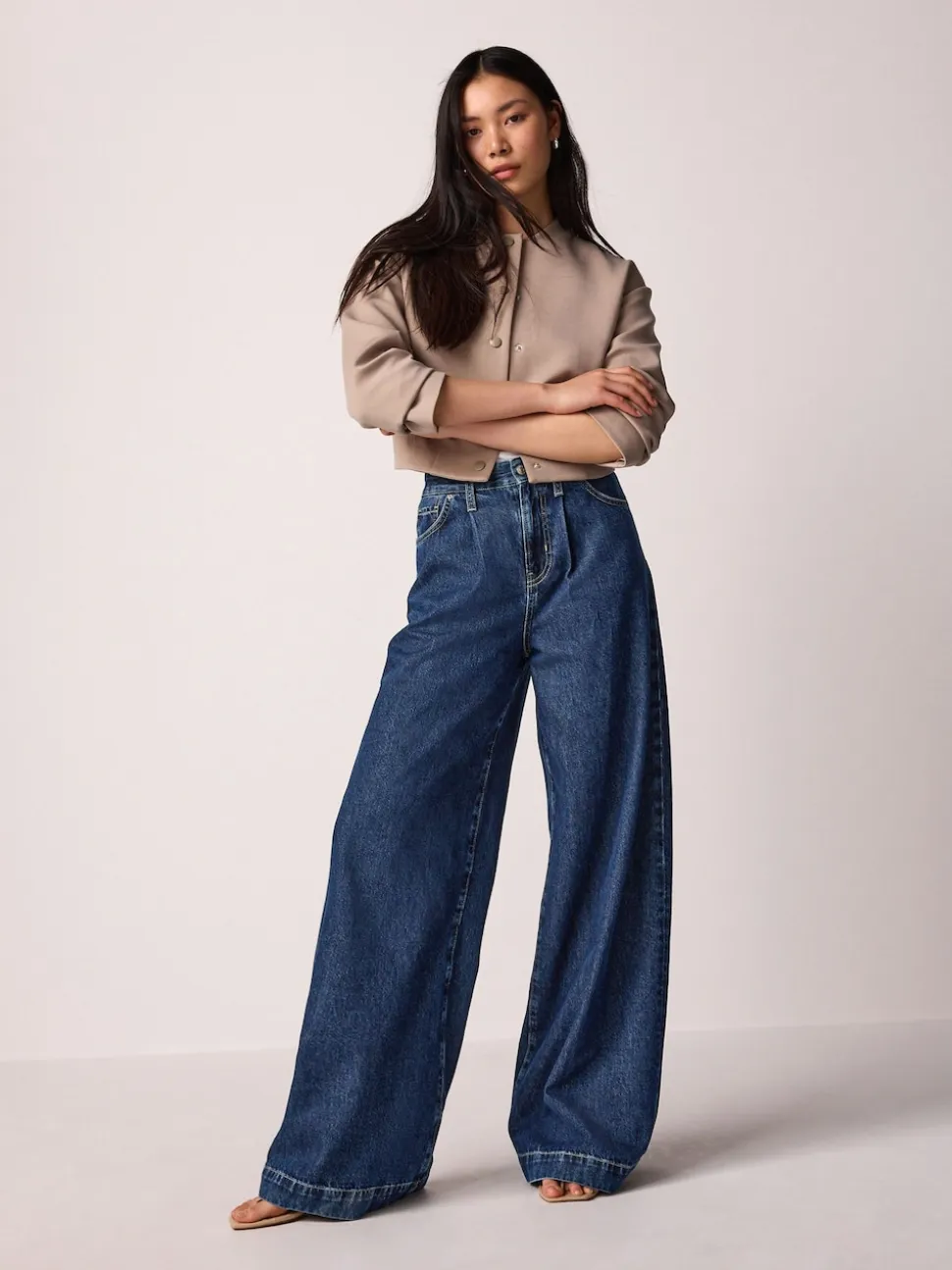 Rinse Blue Palazzo Wide Leg Jeans