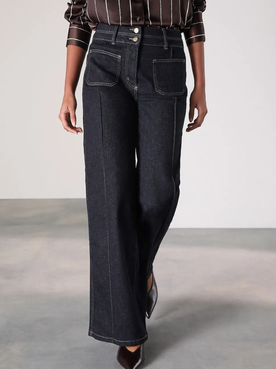 Rinse Blue Slim Lift and Shape Wide Leg Jeans