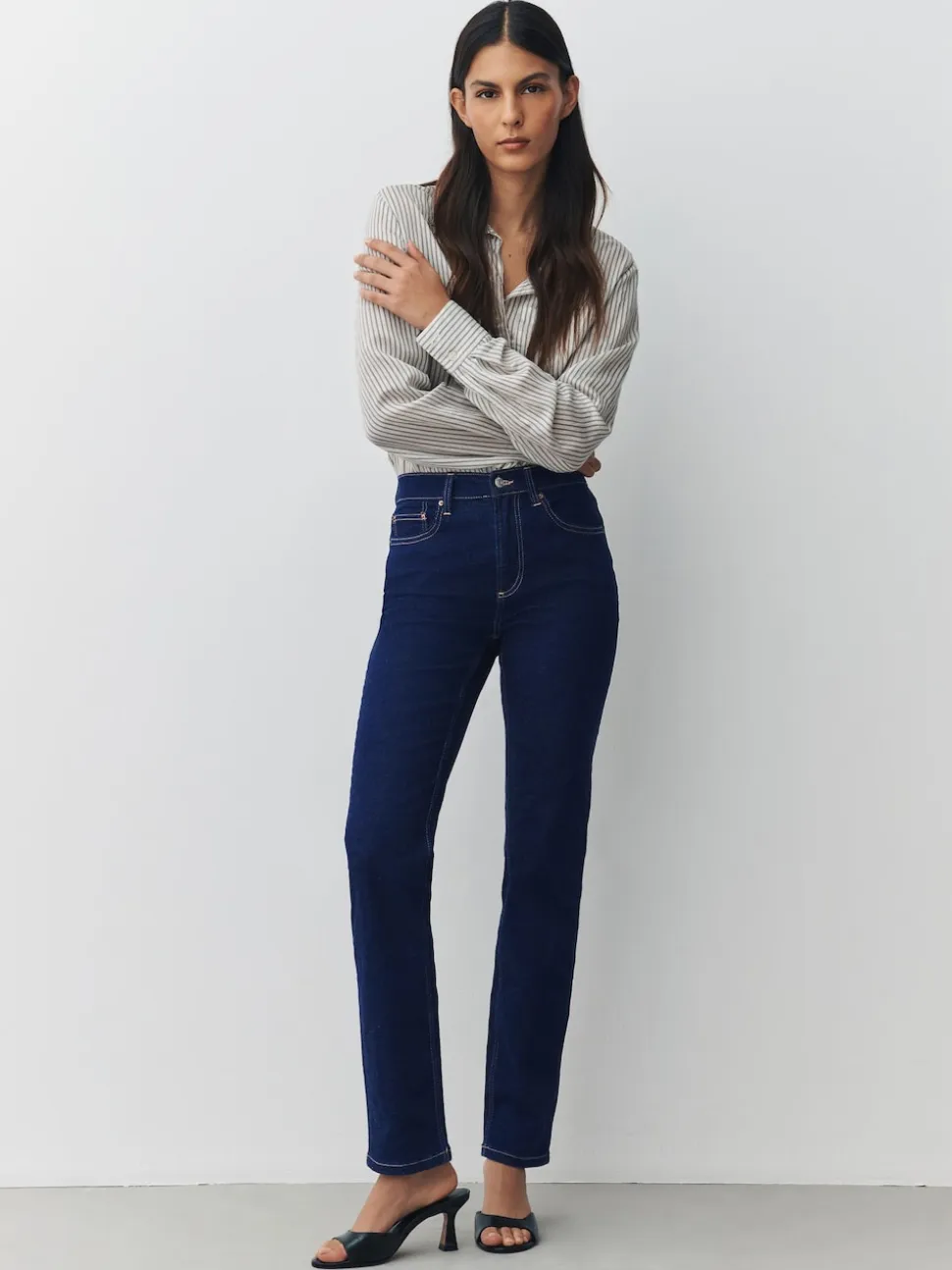 Rinse Blue Slim Mid Rise Stretch Jeans