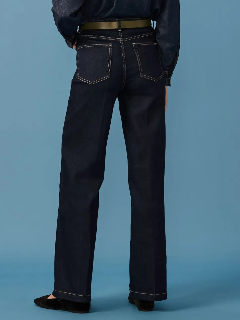 Rinse Blue Wide Leg Jeans