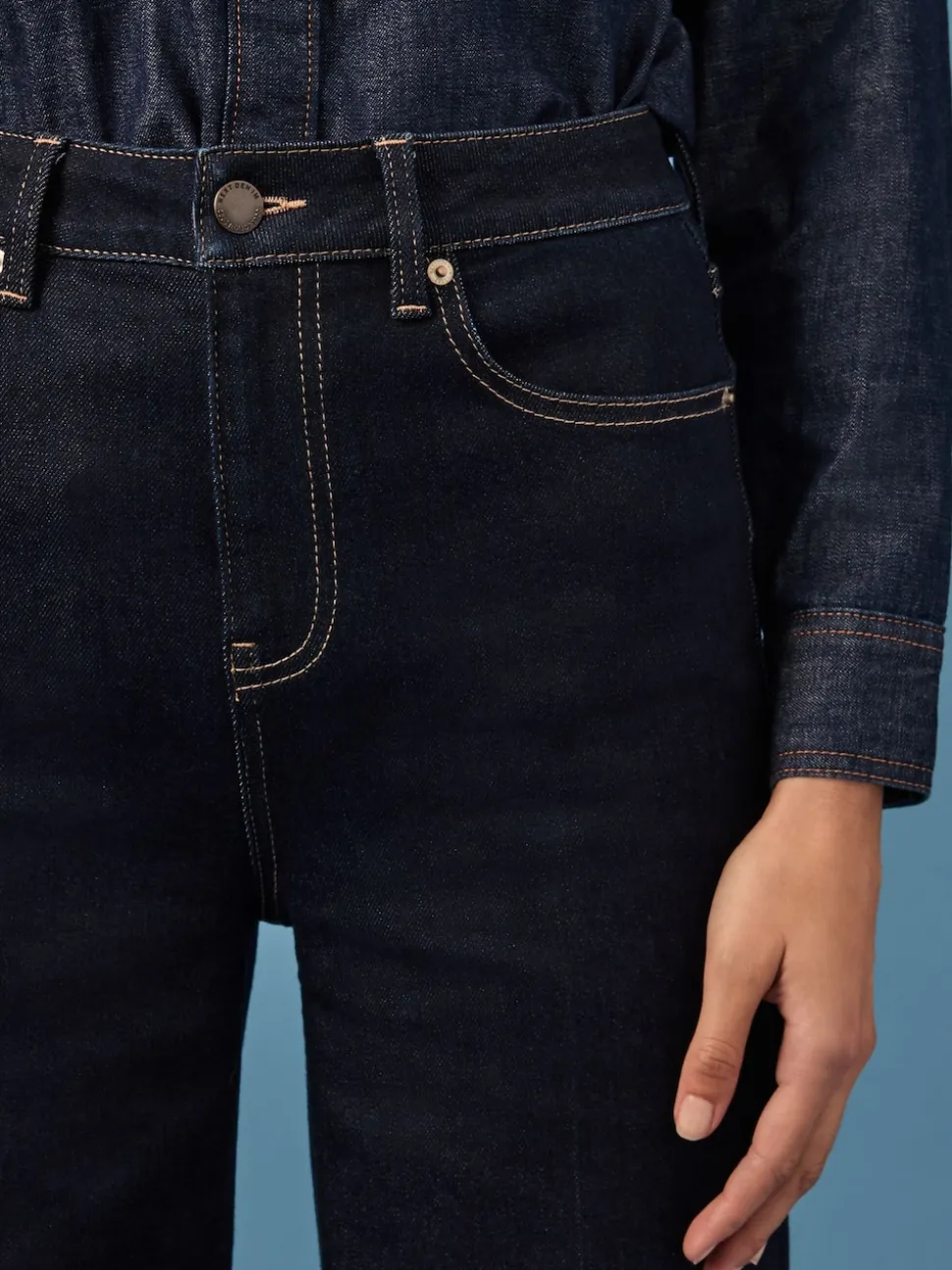 Rinse Blue Wide Leg Jeans
