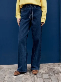 Rinse Denim Wide Leg Joggers Waist Jeans