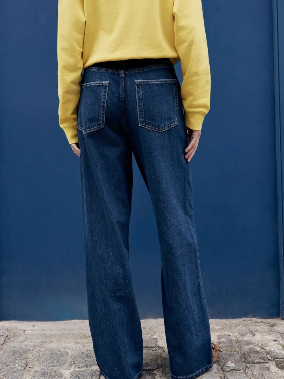 Rinse Denim Wide Leg Joggers Waist Jeans