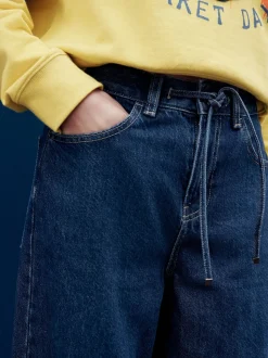 Rinse Denim Wide Leg Joggers Waist Jeans