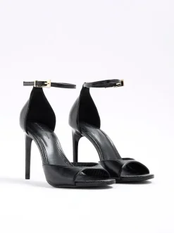 River Island Black Closed Back Heeled Sandals