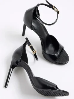 River Island Black Closed Back Heeled Sandals
