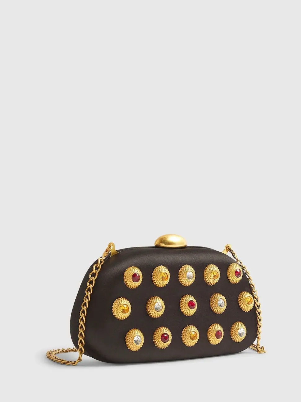 River Island Black Gem Hard Shell Chain Clutch