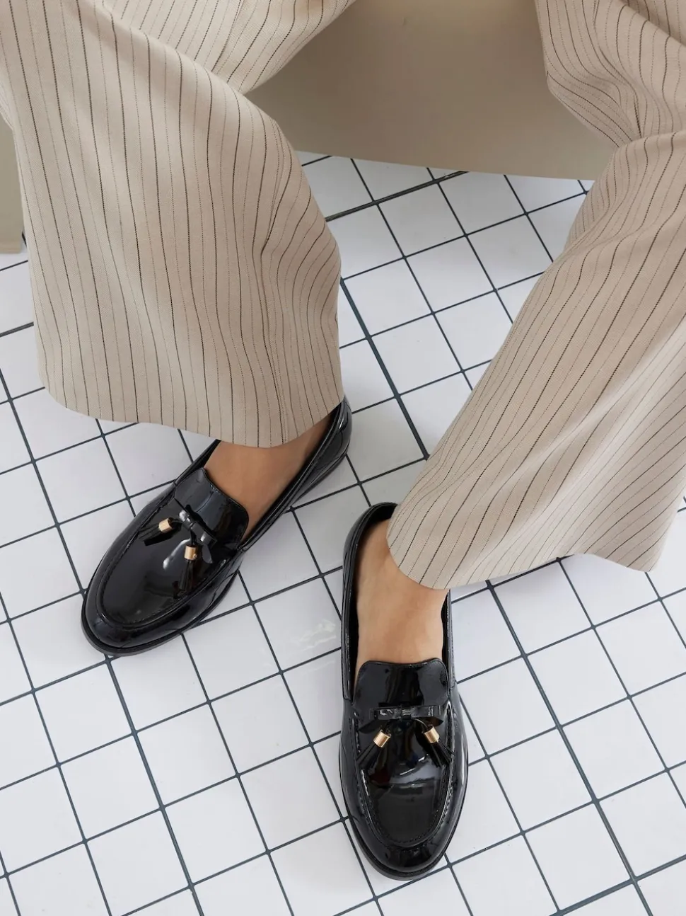 River Island Black Patent Tassel Loafers