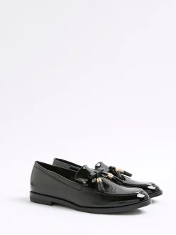 River Island Black Patent Tassel Loafers