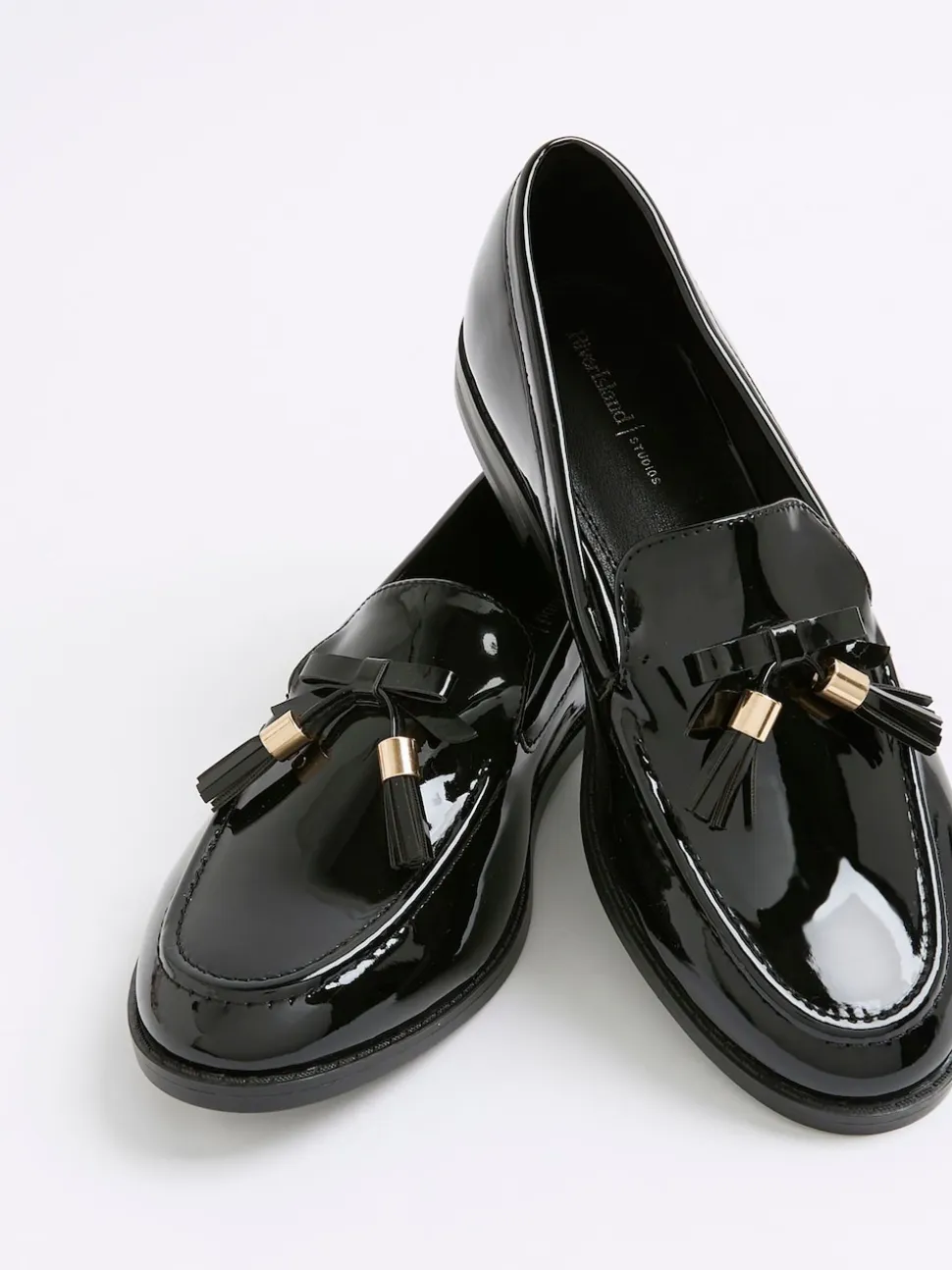 River Island Black Patent Tassel Loafers