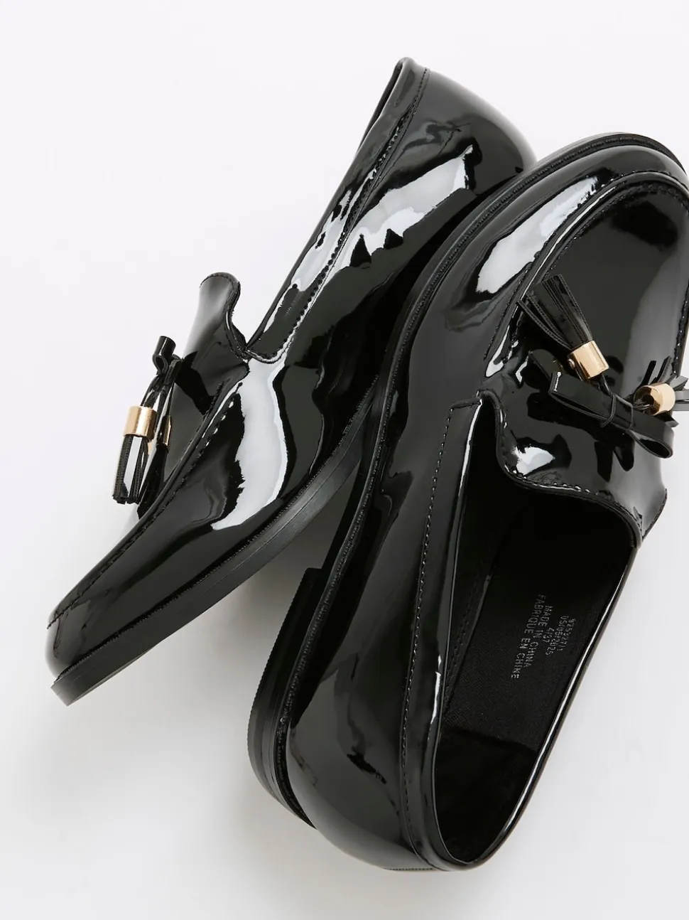 River Island Black Patent Tassel Loafers