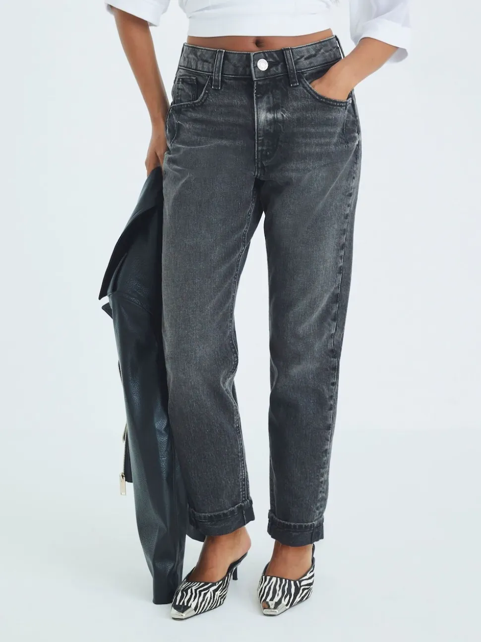 River Island Black Petite Mom Sculpt Jeans