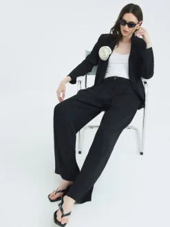 River Island Black Tailored Wide Leg Trousers