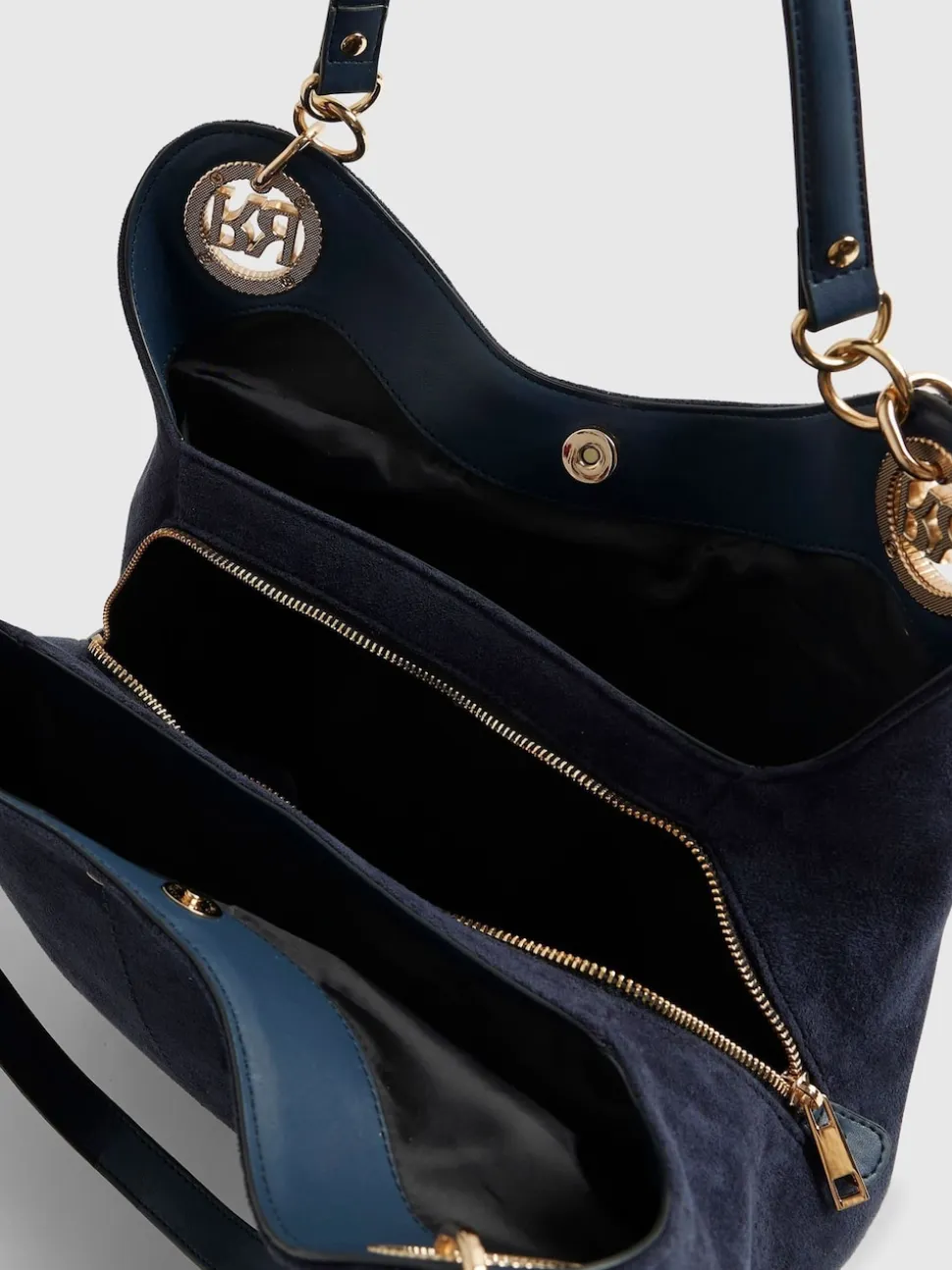 River Island Blue Suedette Eyelet Slouch Bag