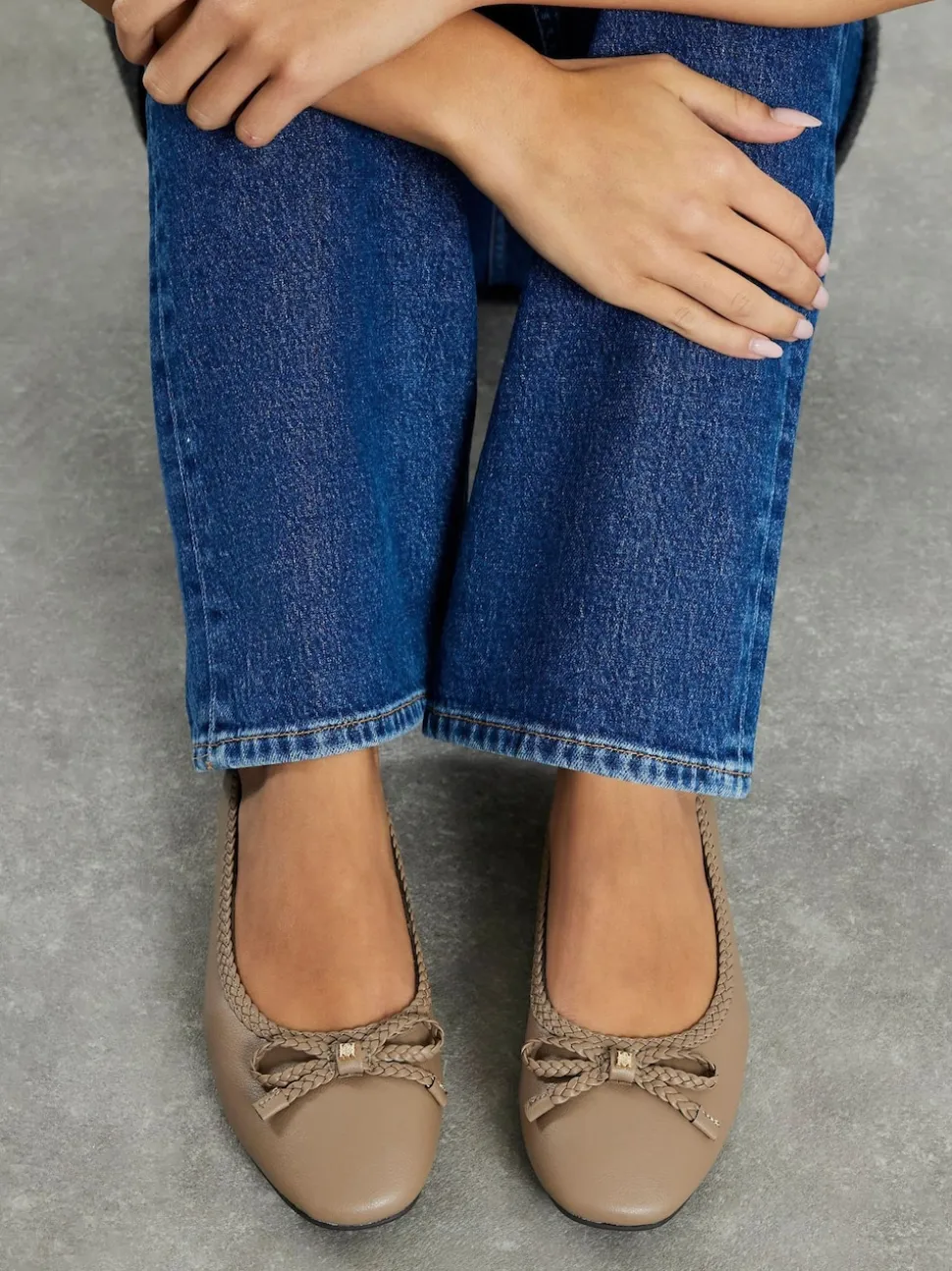River Island Brown Bow Ballet Flats