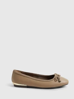 River Island Brown Bow Ballet Flats