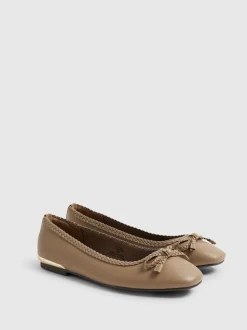 River Island Brown Bow Ballet Flats