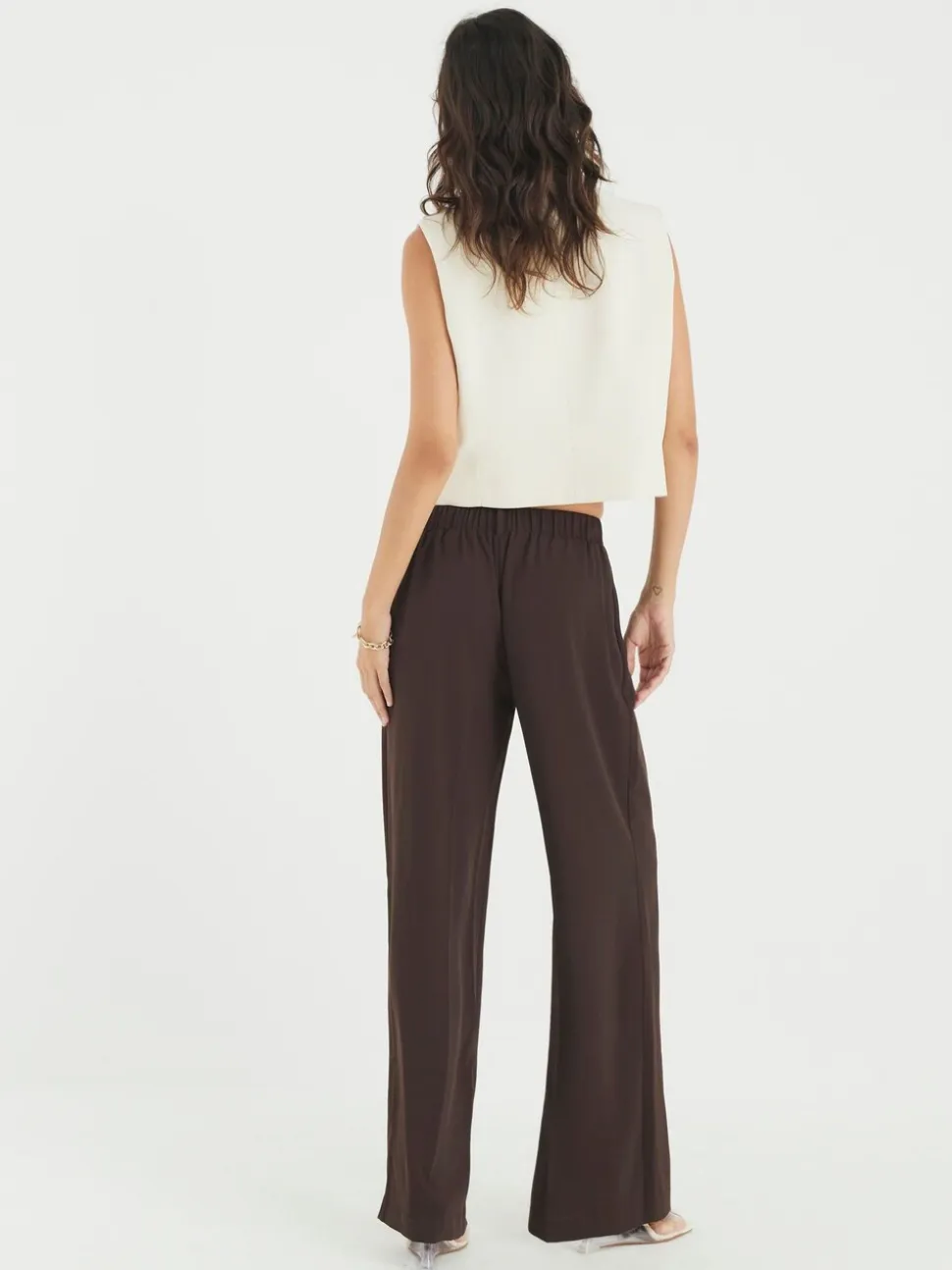 River Island Brown Elasticated Smart Joggers