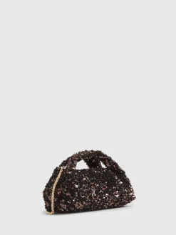 River Island Brown Sequin Grab Clutch