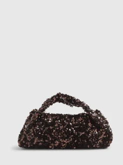 River Island Brown Sequin Grab Clutch