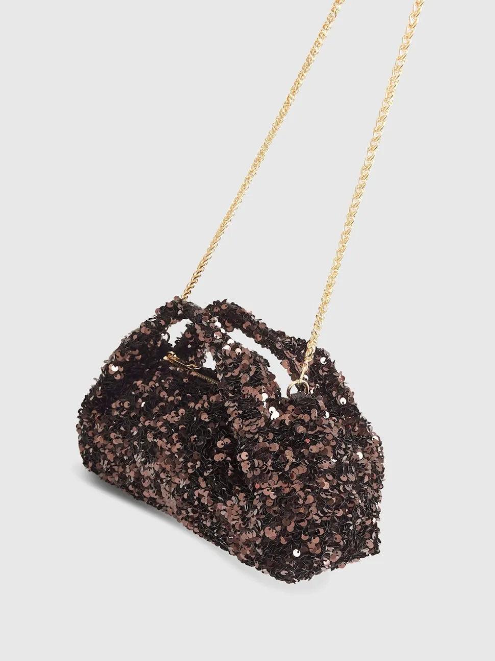 River Island Brown Sequin Grab Clutch