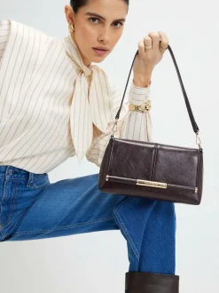 River Island Burgundy Bar Front Clutch Bag