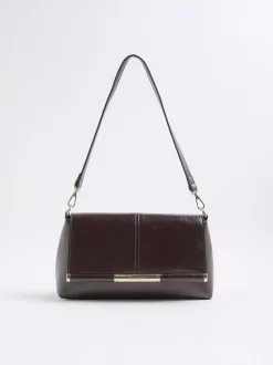 River Island Burgundy Bar Front Clutch Bag