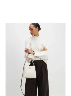 River Island Cream Lock Front Bucket Bag