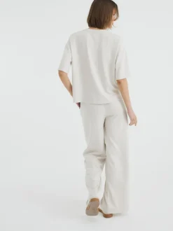 River Island Cream Premium Wide Leg Joggers