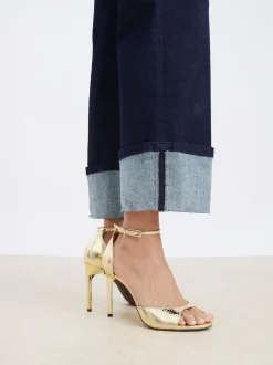 River Island Gold Wide Fit Open Toe Heels