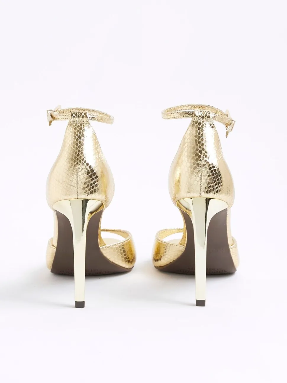 River Island Gold Wide Fit Open Toe Heels