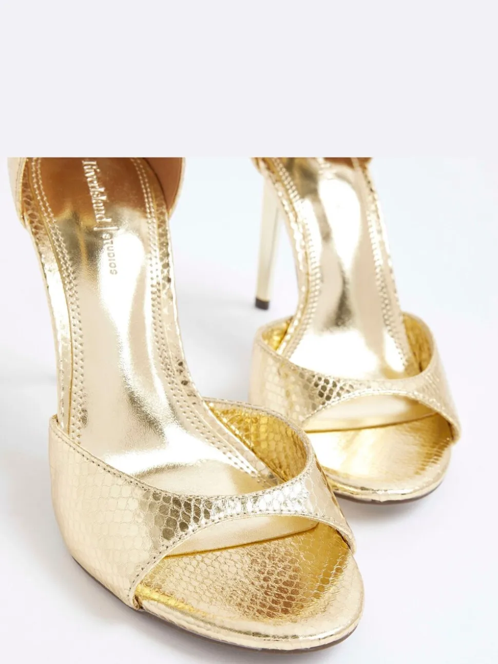 River Island Gold Wide Fit Open Toe Heels