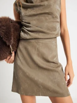 River Island Green Faux Leather Hammered Mini Skirt