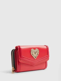 River Island Red Heart Panelled Zip Around Purse