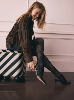 Rockett St George Black Floral Tights