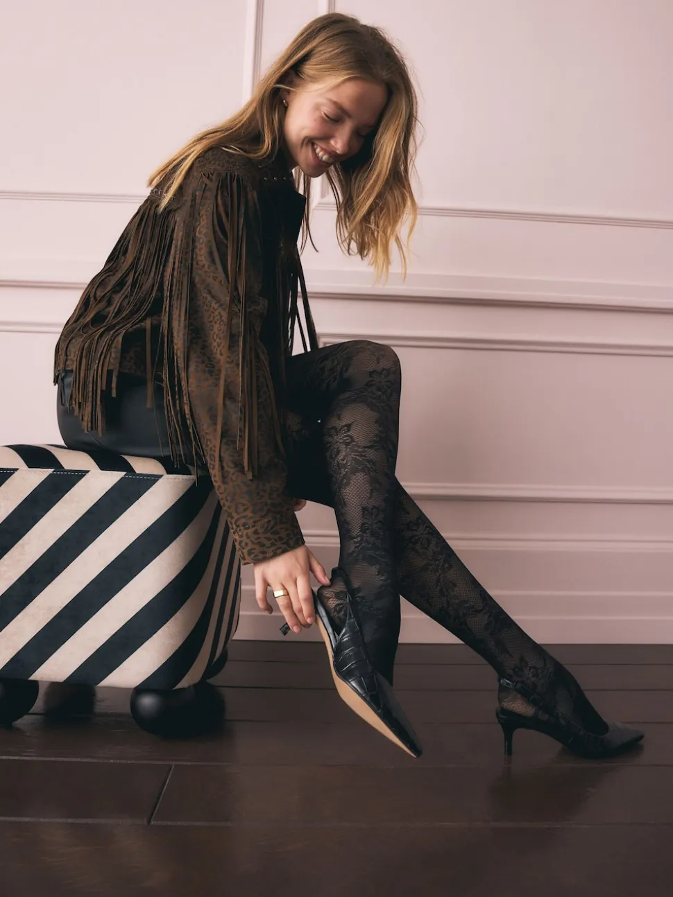 Rockett St George Black Floral Tights