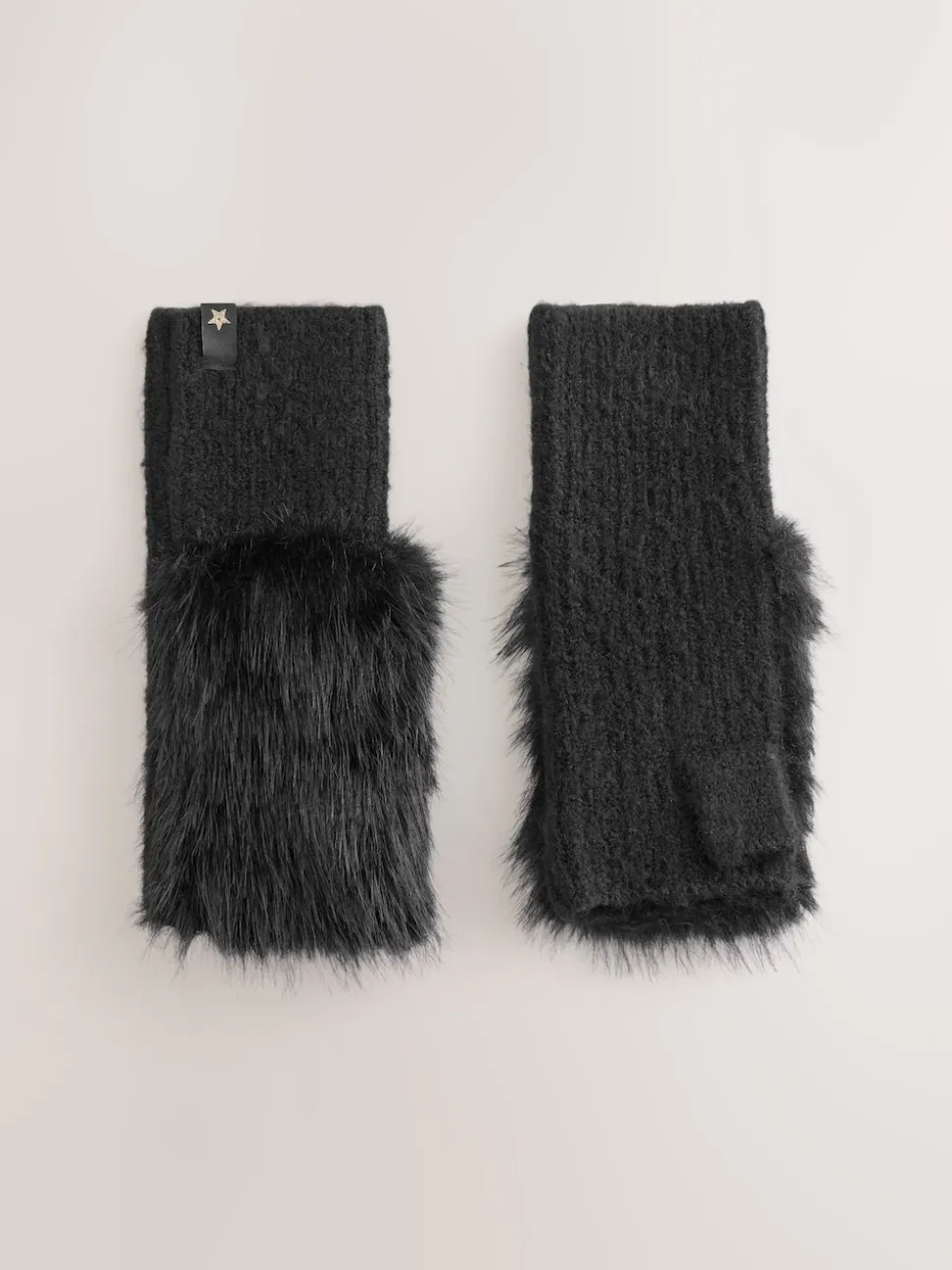 Rockett St George Black Faux Fur Handwarmers Gloves