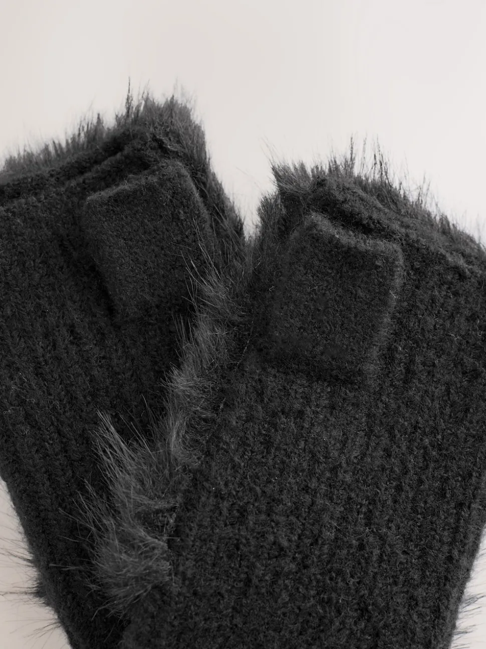 Rockett St George Black Faux Fur Handwarmers Gloves