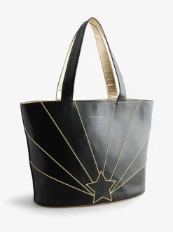 Rockett St George Black Gold Star Large Tote Bag