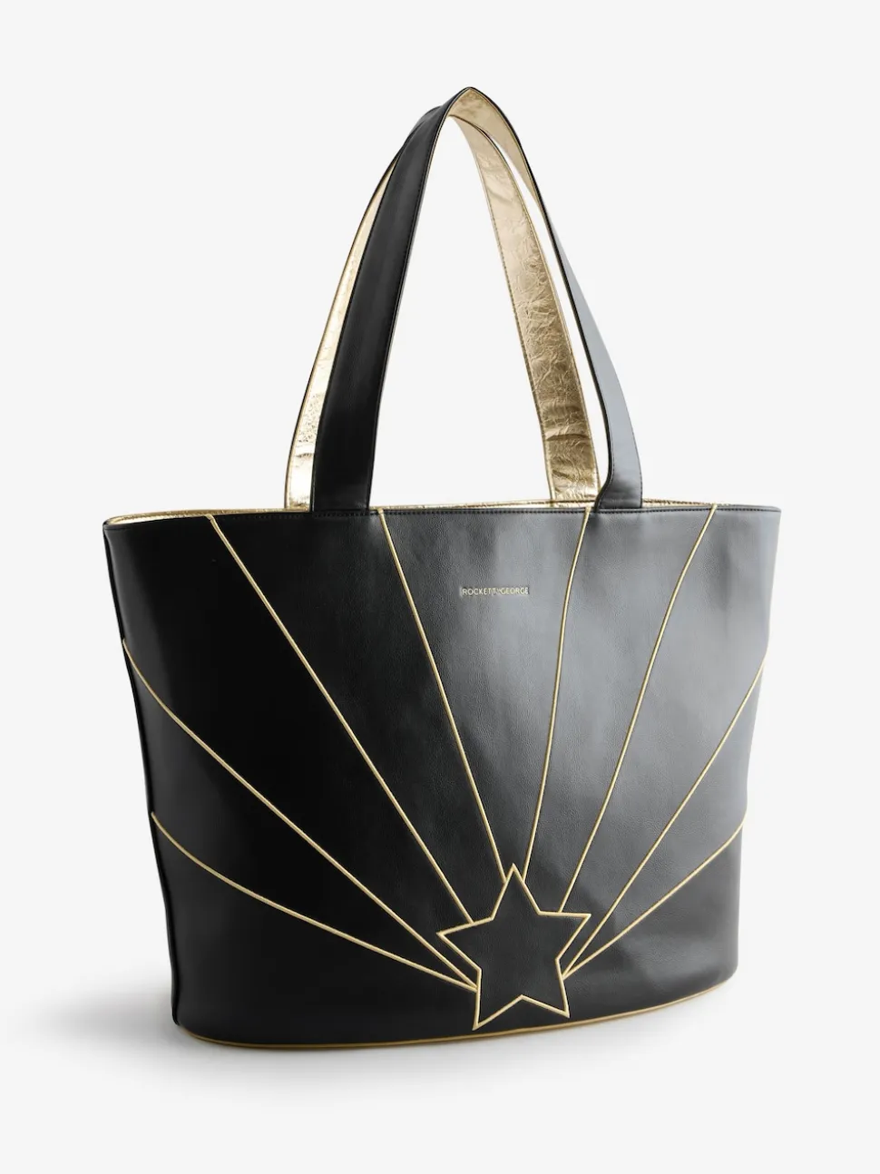 Rockett St George Black Gold Star Large Tote Bag