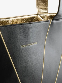 Rockett St George Black Gold Star Large Tote Bag