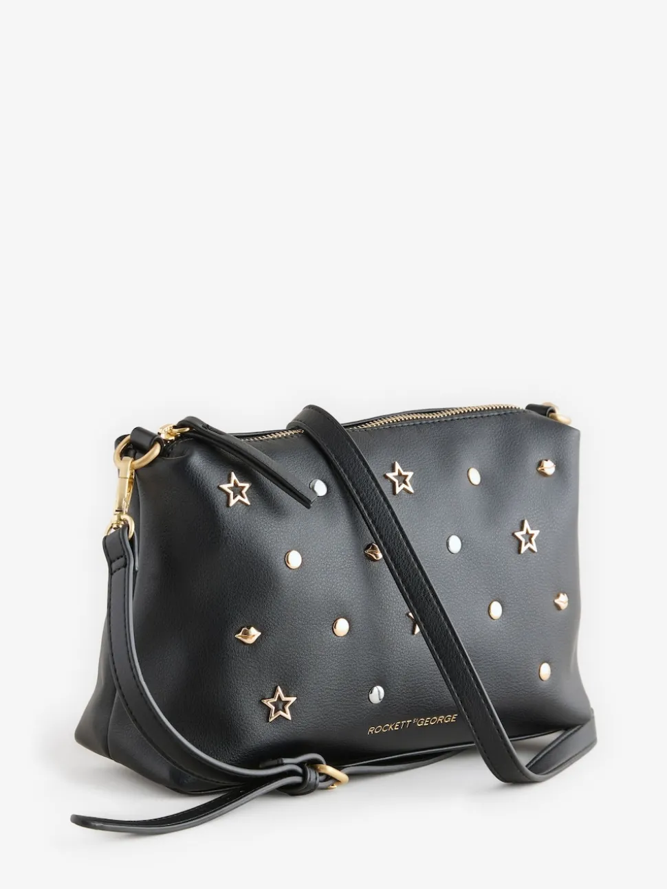 Rockett St George Black Icon Stud Cross-Body Bag