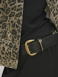 Rockett St George Black Leather Magic and Star Dust Chunky Studded Belt
