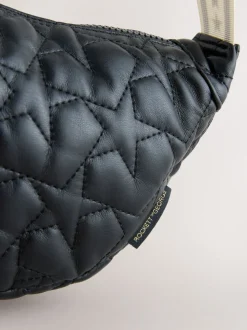 Rockett St George Black Quilted Cross-Body Bag with Star Strap