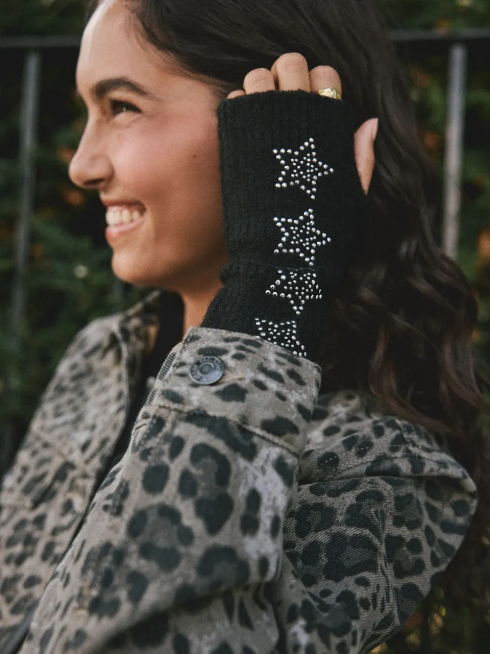 Rockett St George Black Star Studded Handwarmers